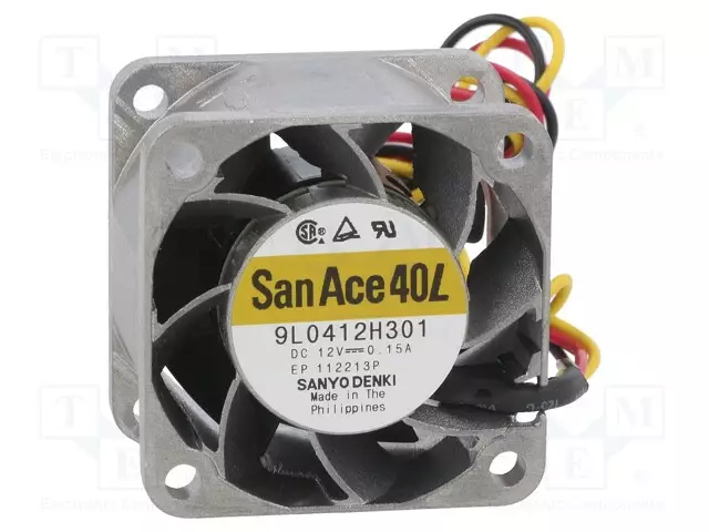 LAITETUULETIN - DC - 12VDC - 40X40X28MM - 9,6M3/H - 40DBA - KUULA - DC 12V tuulettimet - 9L0412H301 - 1
