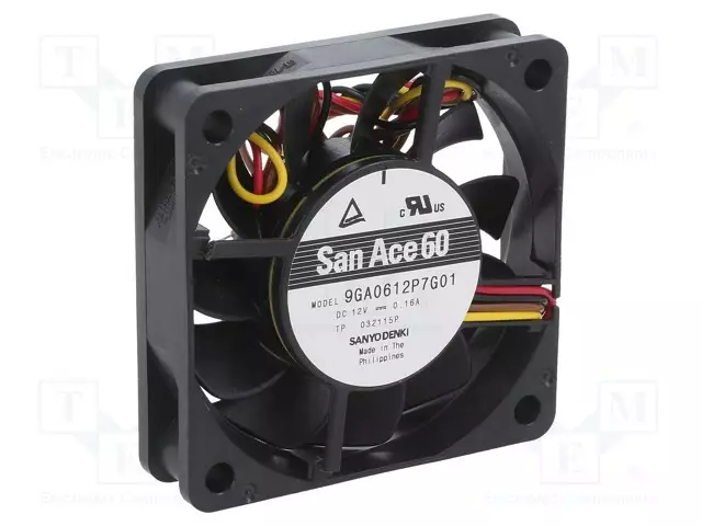 LAITETUULETIN - DC - 12VDC - 60X60X15MM - 40,8M3/H - 38DBA - DC 12V tuulettimet - 9GA0612P7G01 - 1