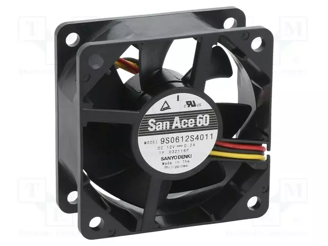LAITETUULETIN - DC - 12VDC - 60X60X25MM - 44,4M3/H - 31DBA - DC 12V tuulettimet - 9S0612S4011 - 1