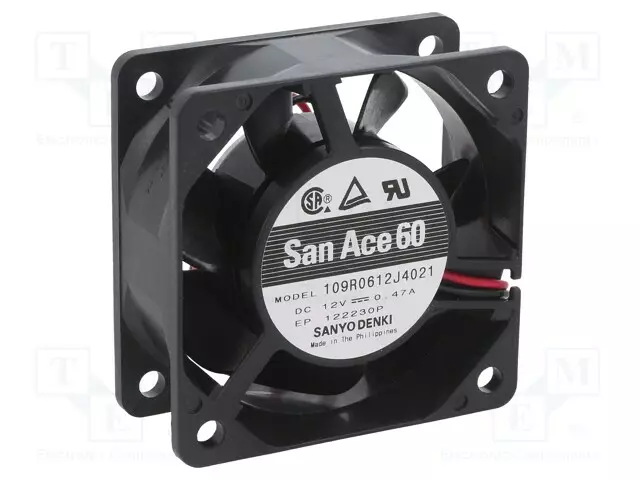 LAITETUULETIN - DC - 12VDC - 60X60X25MM - 63,6M3/H - 44DBA - DC 12V tuulettimet - 109R0612J4021 - 1