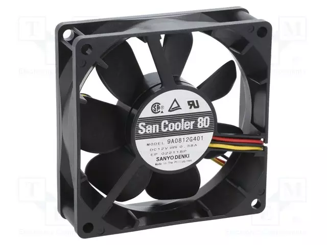 LAITETUULETIN - DC - 12VDC - 80X80X25MM - 90M3/H - 40DBA - KUULA - DC 12V tuulettimet - 9A0812G401 - 1
