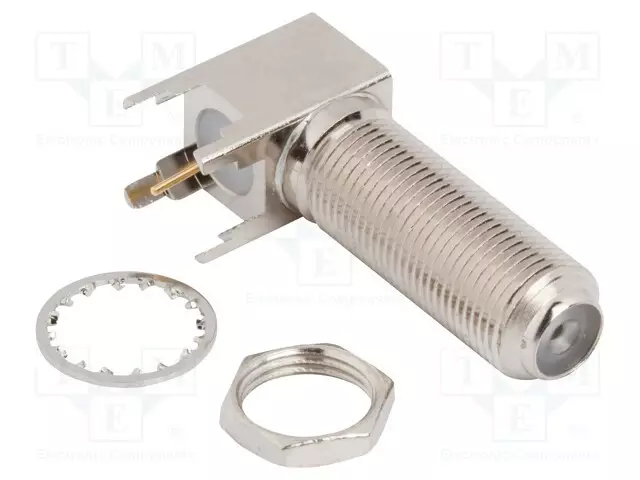 LIITIN: F - N LIITINAARAS - THT - 90° KULMA - KULLATTU - 75OHM - F liittimet - 222128-11 - 1