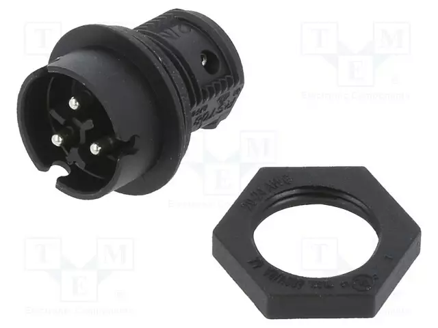 LIITIN: PYÖREÄT - PISTORASIA - RST - UROS - PIN: 3 - 250V - HOPEOITU - 8A - Erikoisliittimet - 41.032.4053.1 - 1