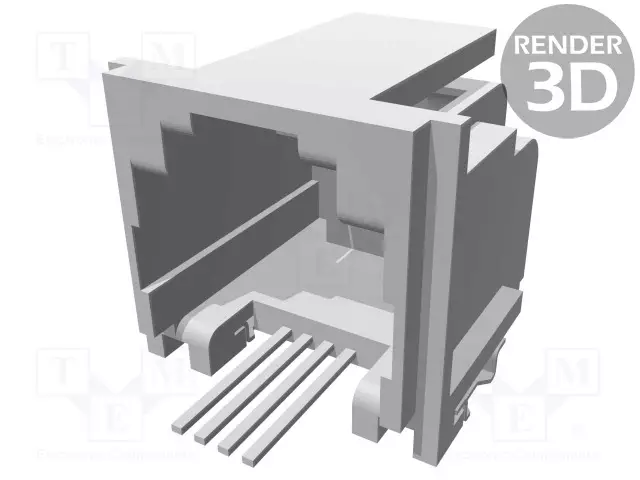 LIITIN: RJ11 - PISTORASIA - PIN: 4 - CAT: 3 - SUOJATTU - 6P4C - PCB - SMT - RJ liittimet - 5406545-1 - 1