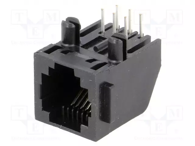 LIITIN: RJ12 - PISTORASIA - PIN: 6 - CAT: 3 - 6P6C - PCB - THT - 12,7MM - RJ liittimet - 5555163-1 - 1