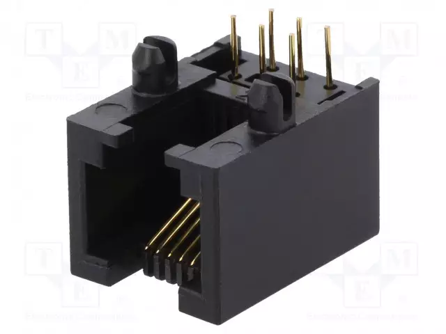LIITIN: RJ12 - PISTORASIA - PIN: 6 - CAT: 5 - 6P6C - THT - KULMA - RJ liittimet - RJJU66125E3H011 - 1