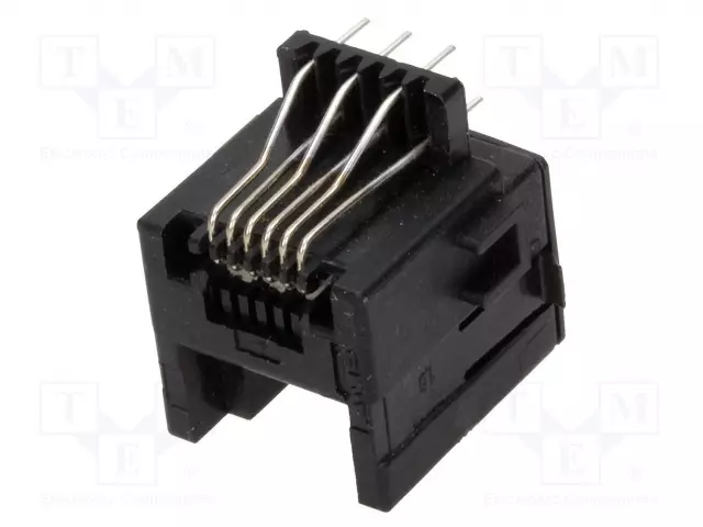 LIITIN: RJ12 - PISTORASIA - PIN: 6 - 6P6C - THT - SUORA - 12MM - RJ liittimet - 216446-1 - 1