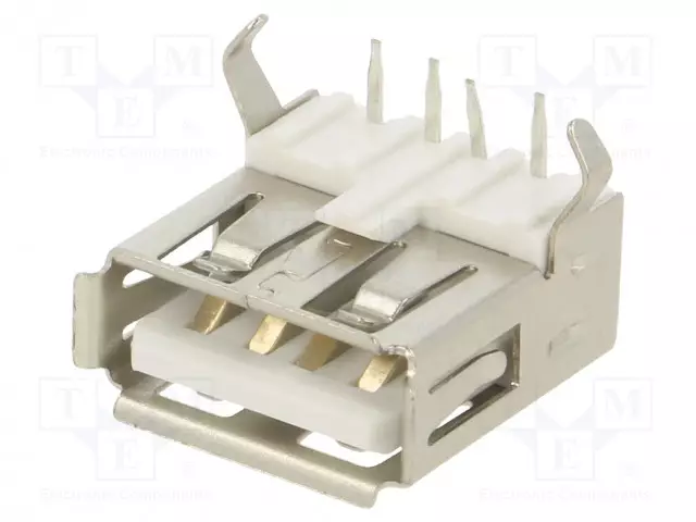 LIITIN: USB A - PISTORASIA - PCB - THT - PIN: 4 - 90° KULMA - USB 2.0 - USB liittimet - KEYS921 - 1