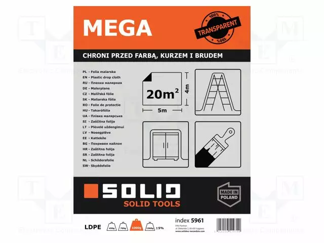 PAINTING FOIL - L: 5M - WIDTH: 4M - TRANSPARENT - MEGA - Pakkaaminen ja suojaus - SOLID-5961 - 1