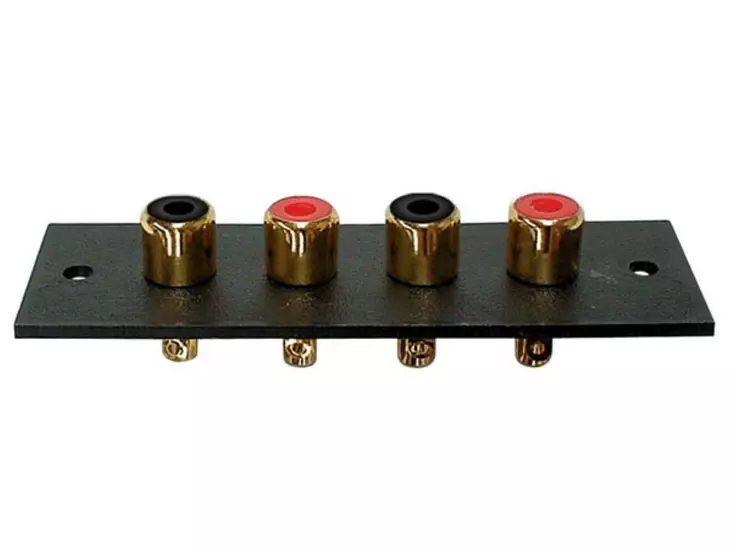 RCA CHASSIS, 4x RCA PLUG FEMALE, GOLD-PLATED, 75 x 25mm - Plugit ja jakit - CA071 - 1