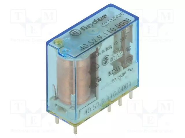 RELE - DPDT - UKELAN: 110VDC - 8A/250VAC - 8A/30VDC - Pienoisreleet - 40.52.9.110.0001 - 1