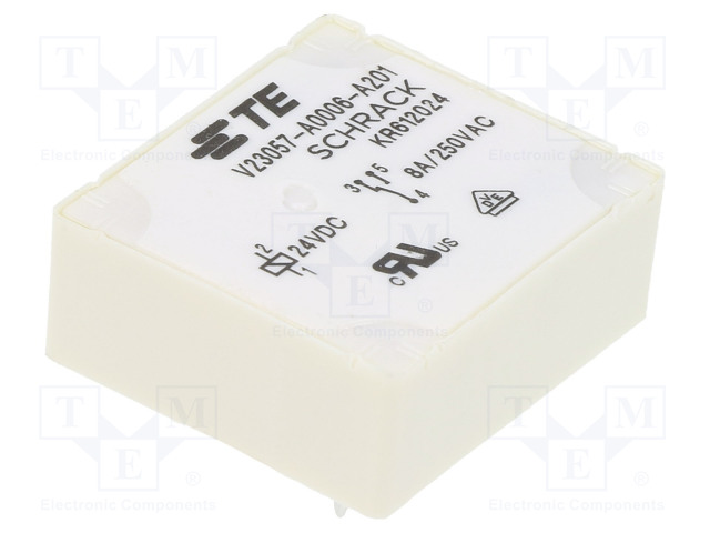 RELE - SPDT - UKELAN: 24VDC - 8A - 8A/250VAC - CARD E - Pienoisreleet - V23057-A0006-A201 - 1