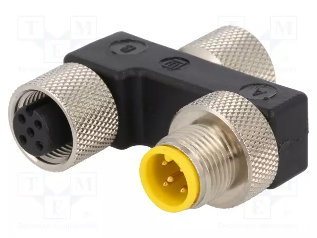 T-SOVITIN - M12 UROS,M12 NAARAS X2 - A-KOODI-DEVICENET / CANOPEN - M12 liittimet - 0906UTP101 - 1