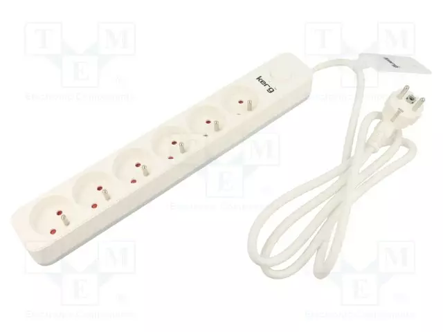 VERKKOJATKOKAAPELI - 3X1,5MM2 - PISTORASIAT: 6 - PVC - VALKOINEN - 5M - Jatkojohdot ja -haaroittimet - KERG-M02411 - 1