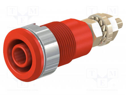 LABORATORY CONNECTOR: 4MM BANANA - SOCKET - 1KV - 32A - PUNAINEN - INSULATED - Banaanijatkoliittimet - SLB4-G-22 - 1