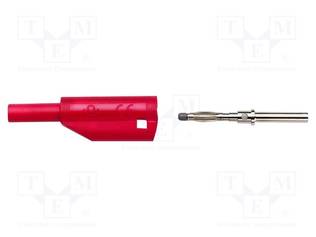 LABORATORY CONNECTOR: 2MM BANANA - PLUG - 10A - 600V - PUNAINEN - PLUG-IN - Banaaniliittimet 2mm - POM-72925-2 - 1