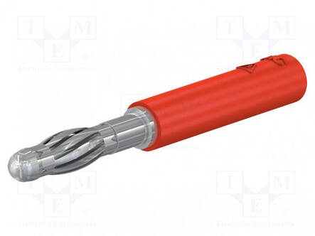 LABORATORY CONNECTOR: 4MM BANANA - PLUG - 30A - 30VAC - 60VDC - PUNAINEN - Banaaniliittimet 4mm - LS410-I-22 - 1
