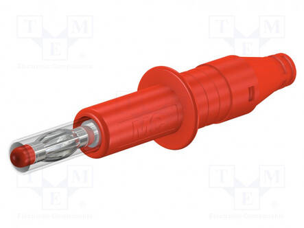 LABORATORY CONNECTOR: 4MM BANANA - PLUG - 32A - 600V - PUNAINEN - INSULATED - Banaaniliittimet 4mm - X-GL-438-22 - 1