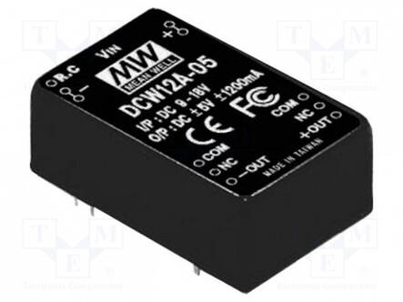 DC/DC MUUNNIN - 12W - TULOJÄNNITE 36÷72VDC - LÄHTÖJÄNNITE 12VDC - ULÄH2: -12VDC - THT - DC/DC muuntimet - DCW12C-12 - 1