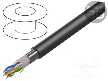 JOHTO - F/UTP - 4X2X24AWG - 5E - RAUTACU - ERISTYS: PE - MUSTA - ATK-kaapelit - DK-TP522 - 1