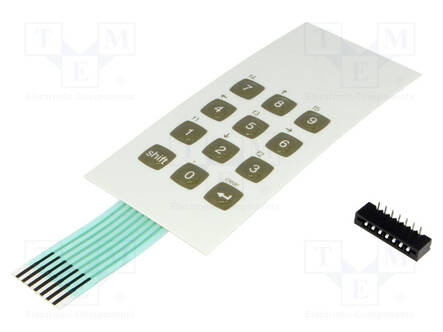 NÄPPÄIMISTÖ: MEMBRAANI-PAINIKK.LKM: 12 - W: 52MM - RASTERI: 2,54MM - Kalvonäppäimistöt - STD34-07.2 - 1