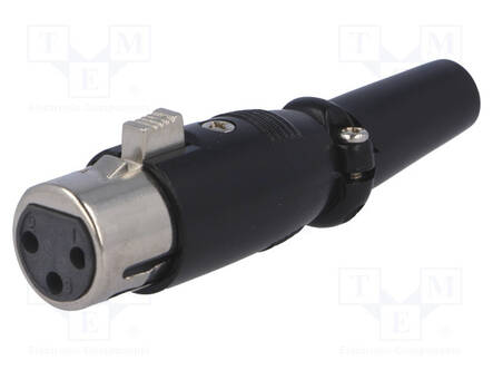 LIITIN: XLR - PISTOKE - NAARAS - PIN: 3 - SUORA - JOHTOON - KULLATTU - XLR liittimet ja tarvikkeet - XLR-3G-G2 - 1