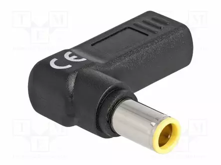 ADAPTERI - USB C RASIA,DC 7,9/5,5 LIITIN - MUSTA - KULMA- 3A - DC virtakaapelit - DELOCK-60012 - 1