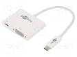 ADAPTERI - USB 3.0 - 0,15M - VALKOINEN - FULL HD 1080P - 60W - USB kaapelit ja adapterit - USB.C-ADAP-12 - 1