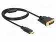 KAAPELI - DVI-D (24+1) PISTOKE,MINI HDMI LIITIN - PIT: 1M - MUSTA - HDMI, DVI, DisplayPort johdot - DELOCK-83582 - 1