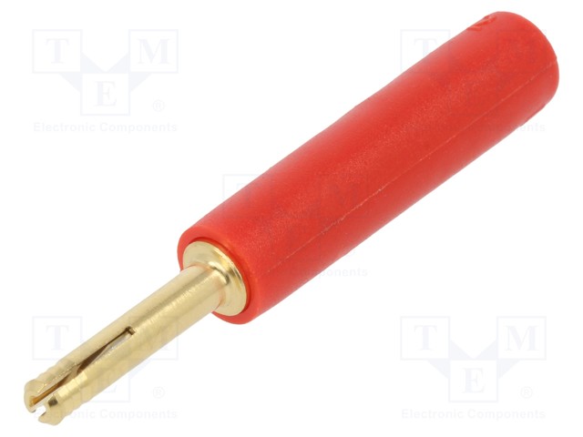 LABORATORY CONNECTOR: 2MM BANANA - ADAPTER - PUNAINEN - GOLD-PLATED - Banaaniliittimet 2mm - MLA2-S-22 - 1
