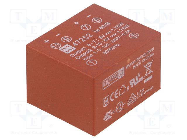 AC/DC MUUNNIN - 3,5W - TULOJÄNNITE 85÷265VAC,120÷370VDC - LÄHTÖJÄNNITE 5VDC - 60% - AC/DC muuntimet - MYRRA-47252 - 1