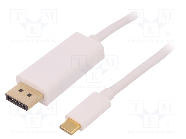 ADAPTERI - DISPLAYPORT 1.2,USB 3.1 - 1M - LIITTIMEN VÄRI: VALKOINEN - USB kaapelit ja adapterit - QOLTEC-50412 - 1