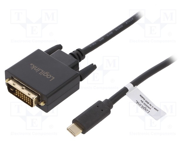 ADAPTERI - DVI-D (24+1) PISTOKE,USB C PISTOKE - 3M - MUSTA - USB kaapelit ja adapterit - UA0332 - 1