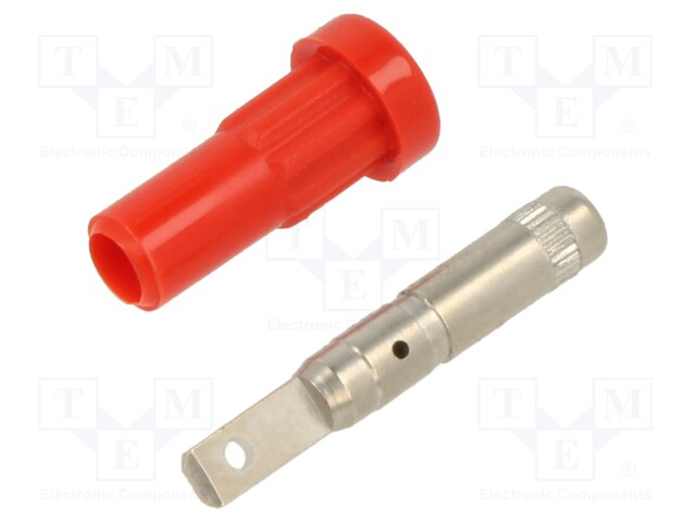 LABORATORY CONNECTOR: 2MM BANANA - SOCKET - 10A - 30VAC - 60VDC - PUNAINEN - Banaanijatkoliittimet - EB2-F-22 - 1