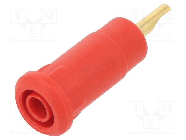 LABORATORY CONNECTOR: 2MM BANANA - SOCKET - OVERALL LEN: 28MM - PUNAINEN - Banaanijatkoliittimet - MEB2.0-L-22 - 1