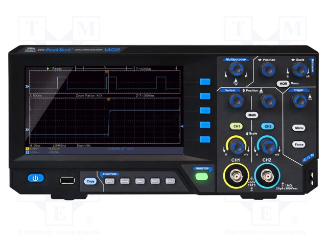 DIGITAALINEN OSKILLOSKOOPPI - DSO - CH: 2 - 20MHZ - 250MSPS - 10KPTS - Oskilloskoopit - PKT-P1402 - 1