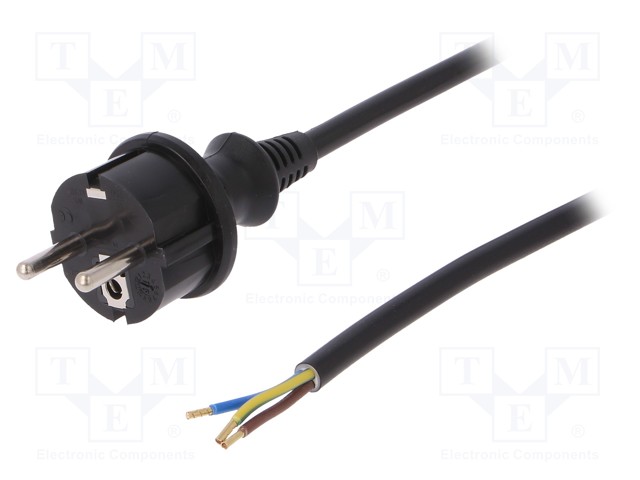 KAAPELI - 3X1,5MM2 - CEE 7/7 (E/F) PISTOKE,JOHDOT - PVC - 2M - MUSTA - Tietokone- ja laitejohdot - W-98382 - 1