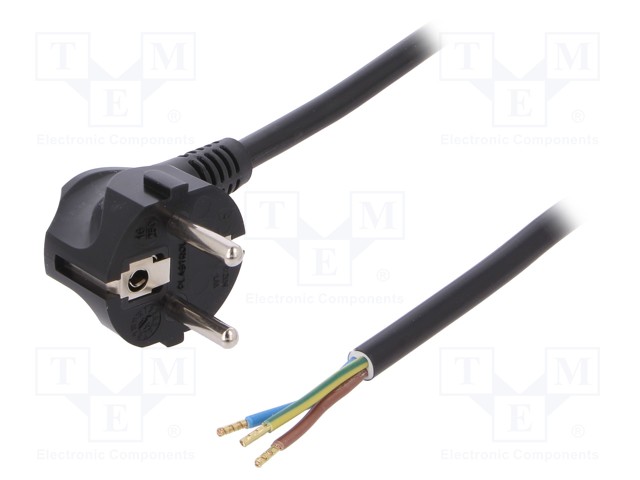 KAAPELI - 3X1,5MM2 - CEE 7/7 (E/F) KULMAPISTOKE,JOHDOT - PVC - 3M - Tietokone- ja  laitejohdot - W-97182 - 1