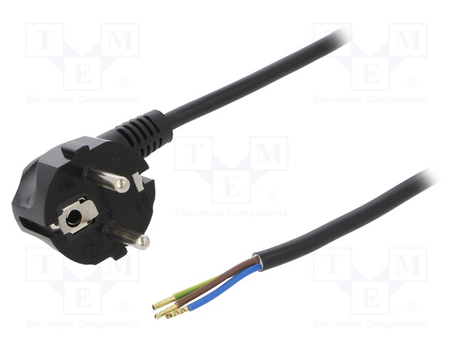 KAAPELI - 3X1MM2 - CEE 7/7 (E/F) KULMAPISTOKE,JOHDOT - PVC - 4M - 16A - Tietokone- ja  laitejohdot - W-97172 - 1