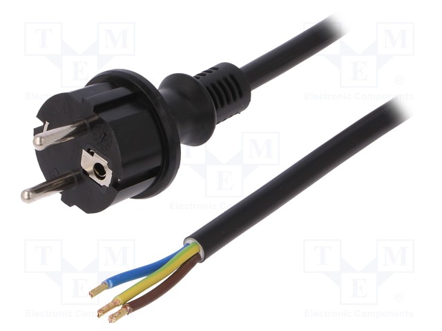 KAAPELI - 3X2,5MM2 - CEE 7/7 (E/F) PISTOKE,JOHDOT - PVC - 2M - MUSTA - Tietokone- ja  laitejohdot - W-98392 - 1