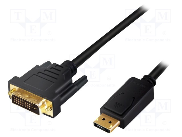 KAAPELI - DISPLAYPORT-PISTOKE,DVI-D (24+1) PISTOKE - 3M - MUSTA - HDMI, DVI, DisplayPort johdot - CV0132 - 1