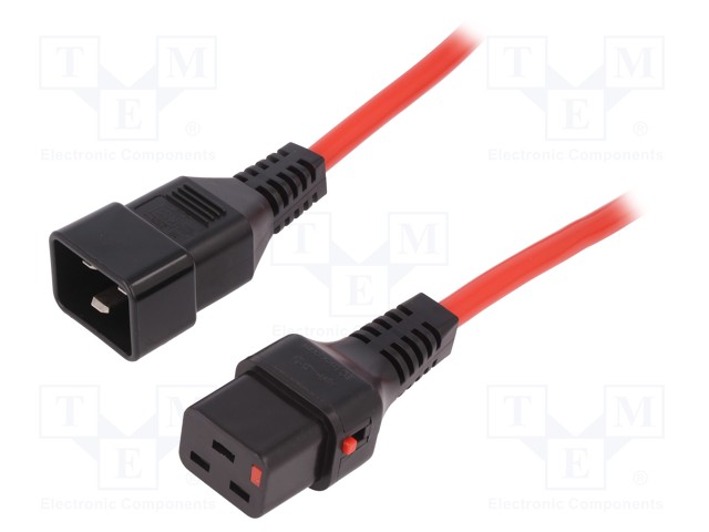 KAAPELI - IEC C19 NAARAS-IEC C20 UROS-PVC - 2M - PUNAINEN - 16A - Tietokone- ja  laitejohdot - IEC-PC1402 - 1