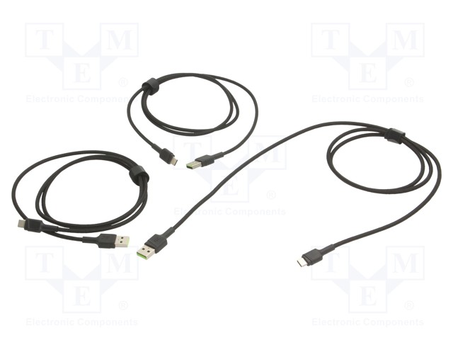 KAAPELI - USB 2.0 - USB A PISTOKE,USB C PISTOKE - MUSTA - 480MBPS - USB kaapelit ja adapterit - GC-KABGCSET02 - 1