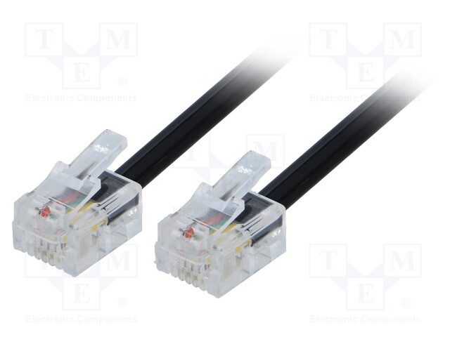 KAAPELI: PUHELIN-RJ11-PISTOKE,MOLEMMIN PUOLIN - 2M - MUSTA - Tietokonekaapelit ja -adapterit - TEL-RJ11-BK02 - 1