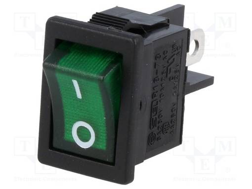 KEINUKYTKIN - DPST - AS: 2 - ON-OFF - 6A/250VAC - VIHREÄ - NEONVALO - R13-73-AC - Keinukytkimet - RS1373CBG2N2 - 1