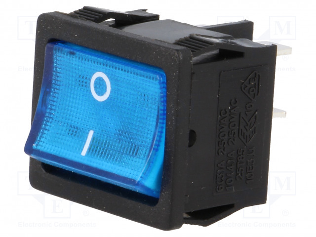 KEINUKYTKIN - DPST - AS: 2 - ON-OFF - 6A/250VAC - SININEN - NEONVALO - R13-33-AC - Keinukytkimet - RS1333BBBL2N2 - 1