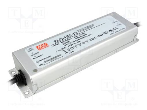 VIRTALÄHDE: IMPULSSI - LED - 120W - 12VDC - 10A - 180÷295VAC - 255÷417VDC - LED teholähteet - ELG-150-12 - 1