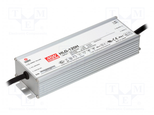 VIRTALÄHDE: IMPULSSI - LED - 120W - 12VDC - 10A - 90÷305VAC - 127÷431VDC - LED teholähteet - HLG-120H-12 - 1