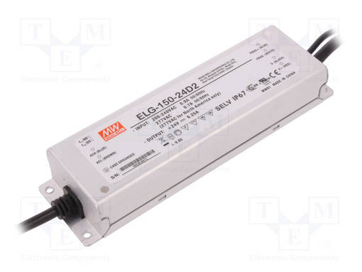 VIRTALÄHDE: IMPULSSI - LED - 150W - 24VDC - 6,25A - 100÷305VAC - IP67 - LED teholähteet - ELG-150-24D2 - 1