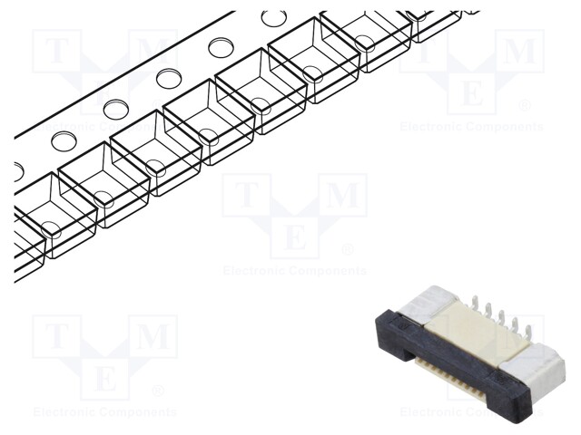 LIITIN: FFC/FPC - TINATTU - SMT - 500MA - 50V - PIN: 10 - LIITOKSET: KUPARI - FFC/FPC liittimet rasteri 0,5mm - DS1020-08-10VBT12 - 1